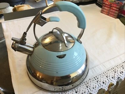 Imperial 1908 Stove Top Whistling Kettle Duck Egg Blue Used • £8
