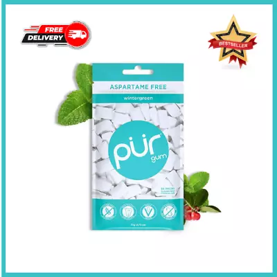 PUR 100% Xylitol Chewing Gum Sugarless Wintergreen Sugar Free + Aspartame Free • £6.28