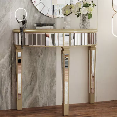 Stunning Mirrored Console Table Entryway Living Room Half-moon Mirrored  Tables • $219.95