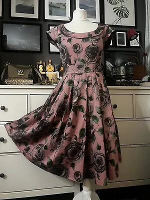 Laura Ashley Vintage 50's Style Cotton Satin Maid Of Honor Fit & Flare Dress 10 • £79.99