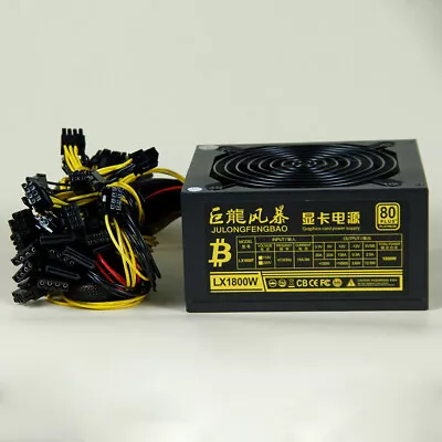 1800W Mining Power Supply 90 Plus Gold Fully Modular PSU For Mining Rig USA • $68.85