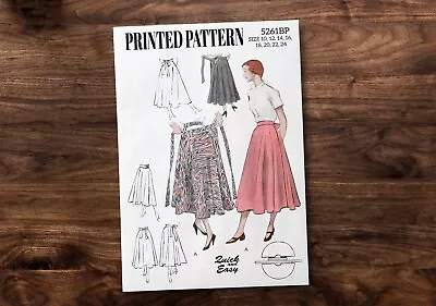 Butterick 5261 Vintage Sewing Pattern Misses Wrap Circle Skirt 1950s • $14.25