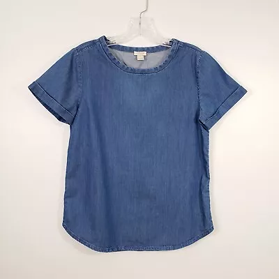 J.Crew Size XS Womens Chambray Blue Top Short Sleeves • $14.95
