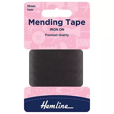 Black Iron-On Mending Tape 100cm X 35mm Quick Easy Fabric Garment Repairs • £4.09