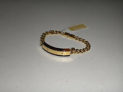 MICHAEL KORS MK Logo Plaque Yellow Gold Tortoise Chain Bracelet MKJ5886710 + BOX • $79.99