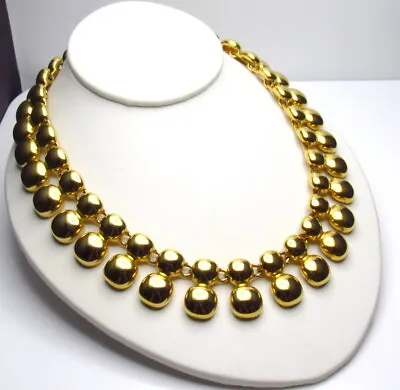 Vintage Signed Anne Klein Gold Tone Necklace Bold Runway • $115