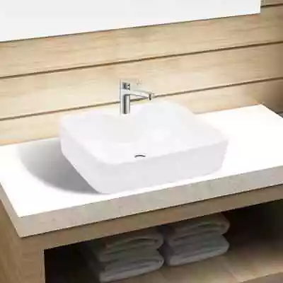 Ceramic Bathroom Sink Basin With Faucet Hole White Square • $132.33