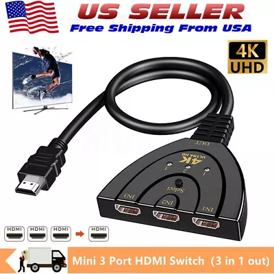 4K HDMI 2.0 Cable Auto Switch Switcher Splitter Adapter 3 In To 1 Out Devices • $6.68