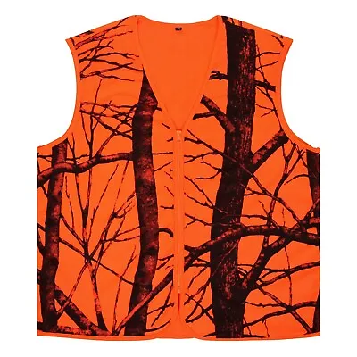 $32 • Buy Blaze Orange Camo Hunting Vest Big Game Small Game Soft Quiet Lightweight Zipper