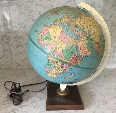Vintage 1980’s Replogle Lighted Globe 12  Textured Rotating Made In USA • $59.95