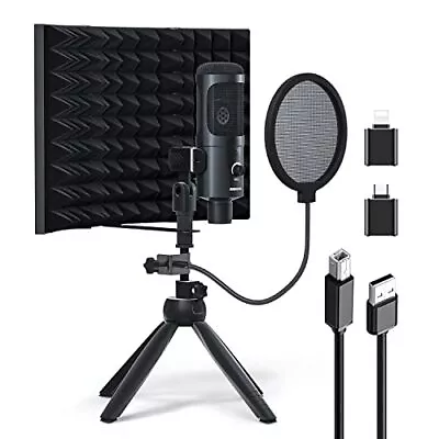 Studio Recording Microphone Isolation Shield With Pop Filter & Four-pod Stand... • $55.68