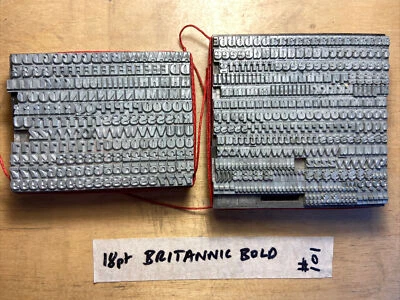 £40 • Buy 18 Pt Britannic Bold Letterpress Metal Type Mazak #101
