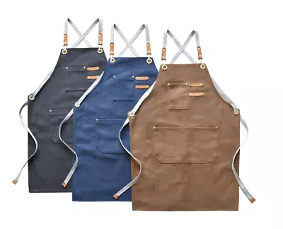 Canvas Tool Work Shop Apron Heavy Duty Woodworking Chef Workshop W/Pockets • $28.99