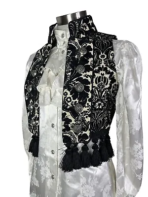 Shrine Vintage Gothic Costume Gypsy Ivory Black Tapestry Matador Toreador Vest  • $79.99