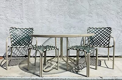 Set Of 8! Vintage Brown Jordan Patio Tamiami Chairs Table & Ottomans • $600