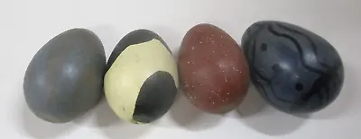 4 Handpainted Decorative Eggs 3 Wood 1 Stone? • $17.99