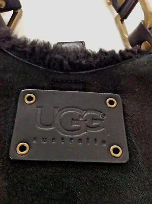 UGG Boho Handbag Black Fringe  Sheepskin Plush Inside  10x6  Excel Cond With Bag • $89.99