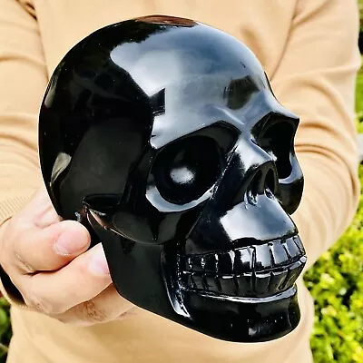 4.04LB Natural Obsidian Gem Skull Quartz Carved Crystal Skull Reiki Healing • $0.99