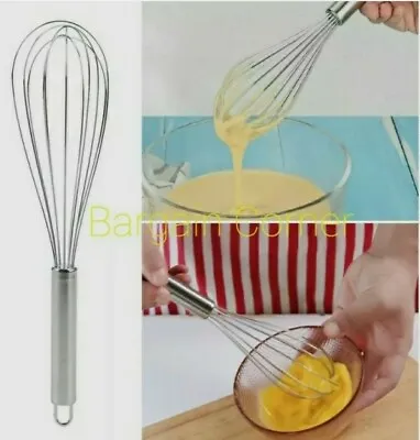 23cm Handheld Baloon Whisk Mixer Mixing Sauces Batter Milk Yogurt Egg Beater 1Pc • £3.98