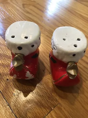 Vintage  Napco Japan Santa Claus Boots Ceramic Salt And Pepper Set • $12.99