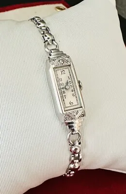 Ladies Vintage Blancpain 14k White Gold & Diamonds Art Deco Watch • $1495