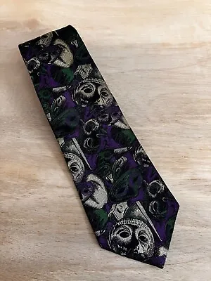 Vintage Wembley MARDI GRAS Masks Theme 100% Silk Shiny Brocade Mens Tie Wide 4  • $22.99