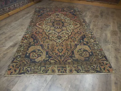 Vintage Anatolian Geometric Turkish Rug Vegetable Dy Hand-knotted Rug 5x9.4 Ft • $2.25