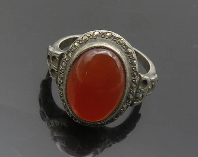 $46.16 • Buy UNCAS 925 Silver - Vintage Carnelian Victorian Cocktail Ring Sz 6 - RG19647