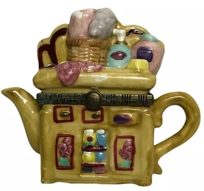 Trinket Box -very Unusual - Tea Pot Shaped Cupboard  Kitchen Items On Stove • $6.50