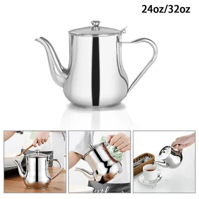 Stainless Steel Metal Teapot Cafe Kitchen Tea Coffee Drink Flip Lid Pot Catering • £9.69