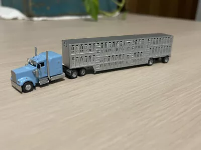 N Scale Kenworth Semi Spread Axle Cattle Trailer.  Custom Painted 3d Print • $159