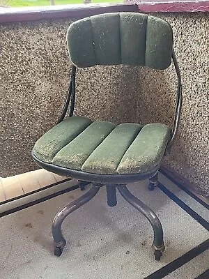 VTG DoMore Deco Industrial Swivel Chair USA Olive Green • $210