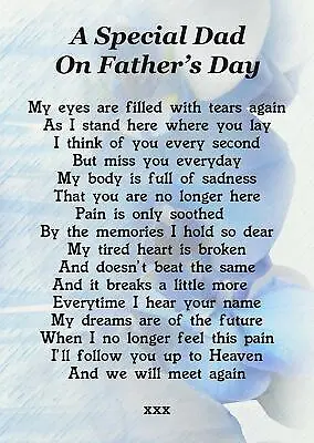 £3.29 • Buy A Special Dad On Father's Day Memorial Graveside Poem Card With Free Stake F178