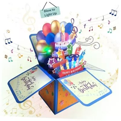 Musical Birthday Card With Light And Birthday Music Box-Blow Out Candle • $21.31
