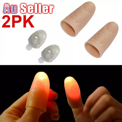 2pcs LED Magic Light Up Silicone Thumb Props Fingers Trick Lights Prank Novel • $9.85