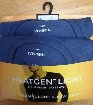 M&S 2 X Heatgen Lightweight Thermal Vest's - Black/Blue -S/M - BNIP • £21.95