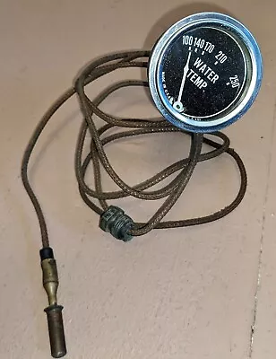 VINTAGE WATER TEMP GAUGE WITH CAPILLARY TUBE USA 1950s TEMPERATURE GAUGE 100-250 • $20