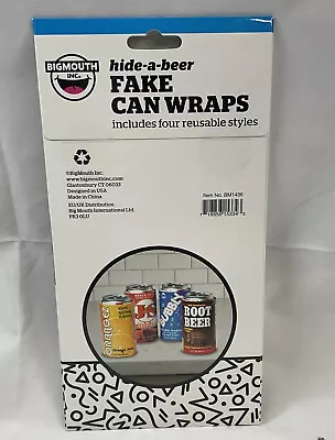 Big Mouth Novelty Hide A Beer Can Covers Sleeves Fake Wraps Reusable 4pc Set NEW • $14
