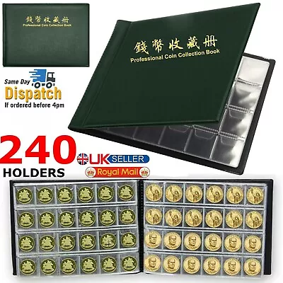 240 Coin Album Book Money Penny Storage Holder Collection Collecting Folder Case • £4.75