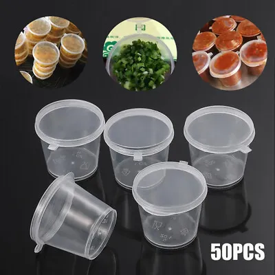 $11.06 • Buy 50PCS Disposable Sauce Pot Chutney Cups Slime Storage Container Box Case W/ Lid