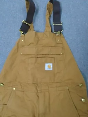 Carhartt Men's Loose Fit Duck Bib Insulated Overalls 36 X 28 Brown • $45