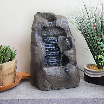 Stony Rock Waterfall Resin Indoor Tabletop Water Fountain - 11 In By Sunnydaze • $44.95