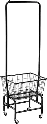 Laundry Cart With Clothes Rack Rolling Laundry Butler With Wire Storage Rack，Bl • $88.52
