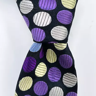 DUCHAMP Mens 100% Silk Necktie ENGLAND Luxury POLKA DOT Multicolor Short EUC • $110