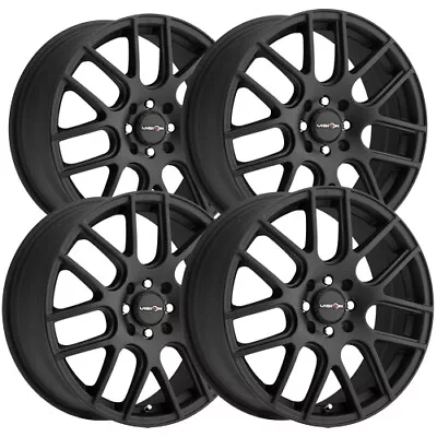 (Set-4) Vision 426 Cross 16x7 4x100/4x108 +42mm Matte Black Wheels Rims 16  Inch • $475.96