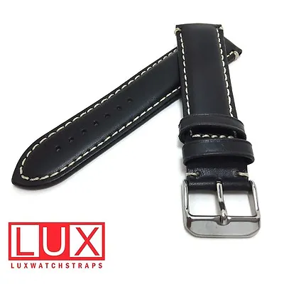 Hadley-Roma MS885 Black  Padded Leather Contrast Stitching Watch Band • $26.95