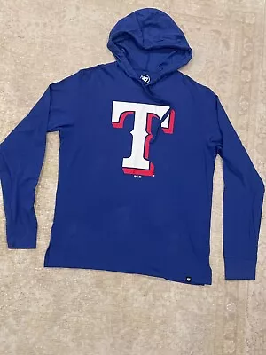 Texas Rangers 47’ Long Sleeve Hoodie Hooded Shirt MLB Pullover Iron On Logo Med • $30.50