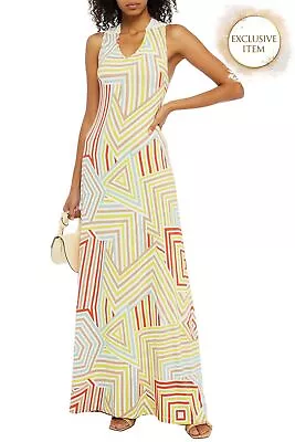 RRP€651 M MISSONI Maxi Dress Size S Geometric Stretch Draped Part Open Back • $10.74