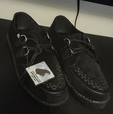 T.U.K. F7270 Black Suede Leather Viva II Low Creeper Men's US 11 Tuk Goth Shoes  • $85