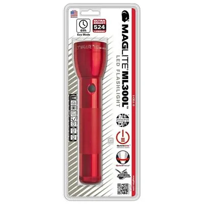 Maglite ML300L LED 2-Cell D Flashlight Red 2-d Cell • $58